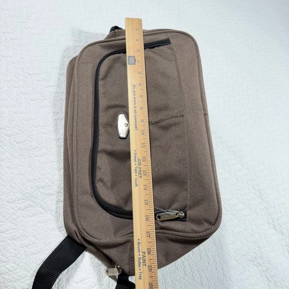 Protocol Travel Messenger Bag Unisex OS Brown Canvas Adjustable Strap EUC